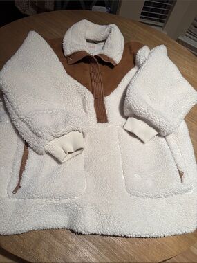 Free People Oversized Sherpa Pullover | White & Mocha Contrast Fleece